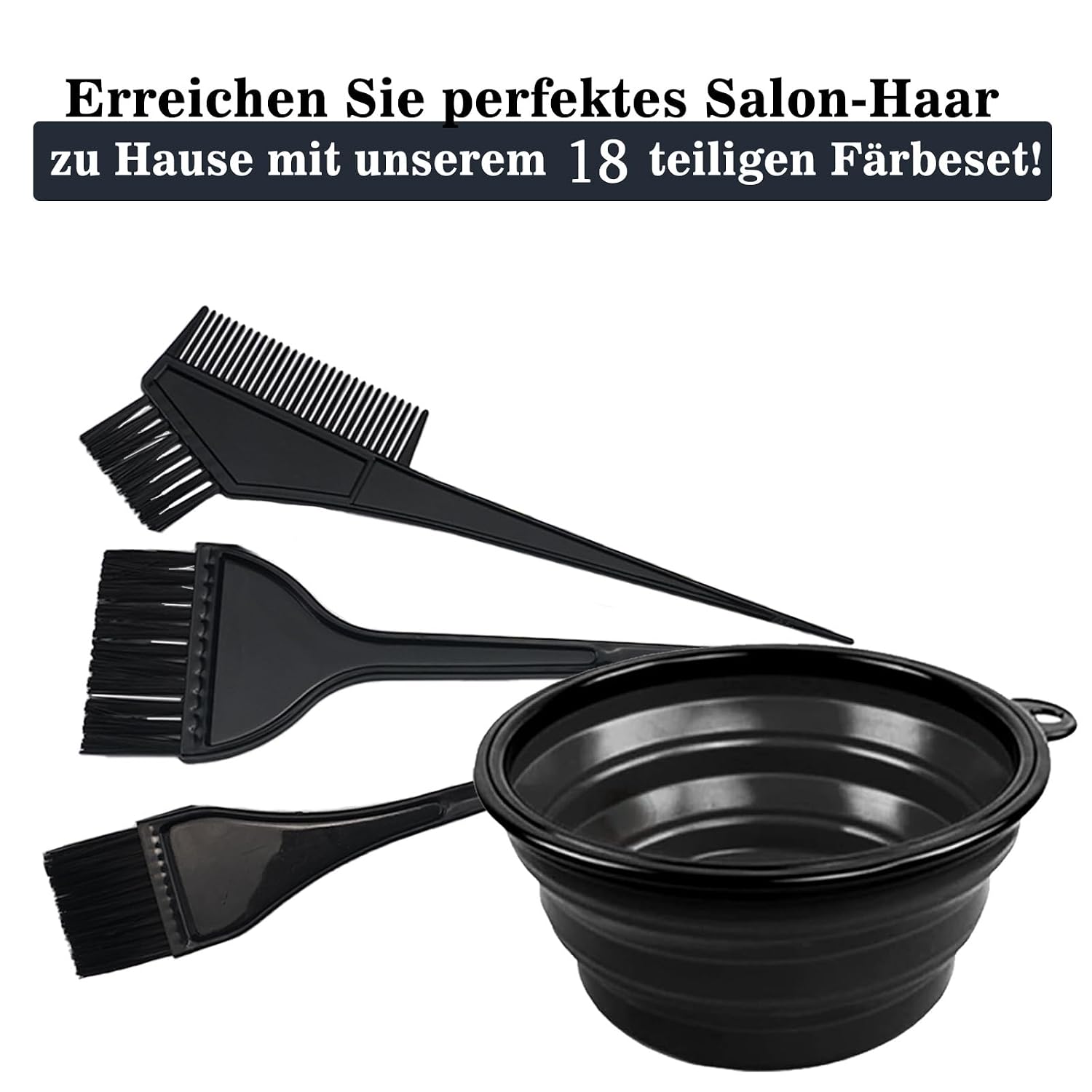 NEPAK Haarfaerbepinsel Set 24-teilig mit Schale und verschiedenen Pinseln