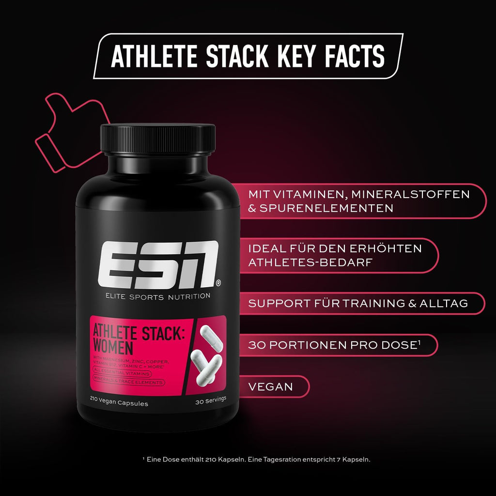 ESN Athlete Stack Women 210 Kapseln vegane Multivitamine Mineralstoffe