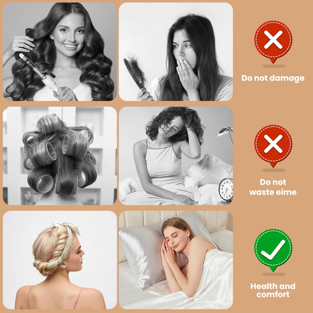5er Set Heatless Curls Samt Lockenwickler Beige - Locken ohne Hitze