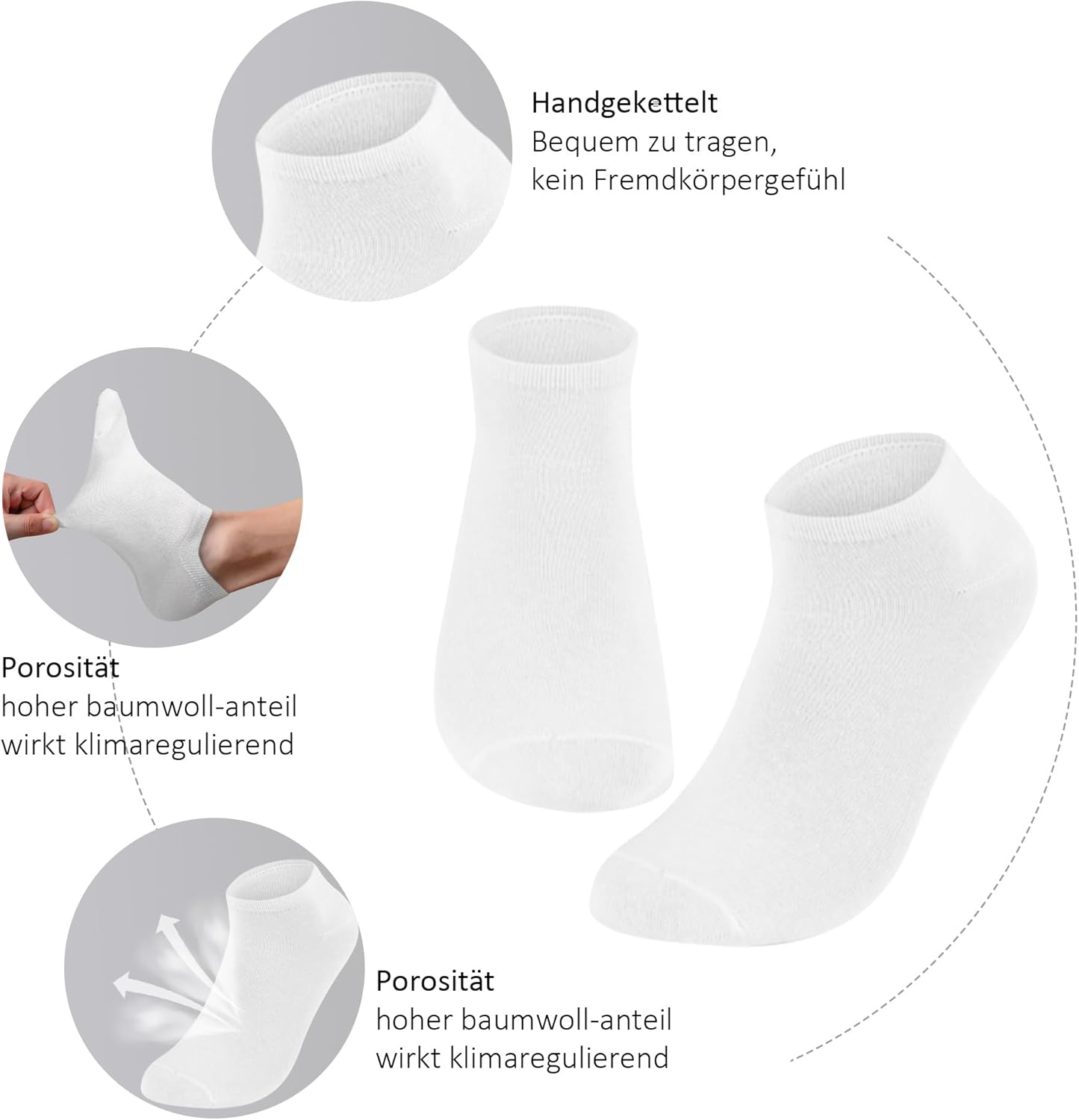 12 Paar Sneakersocken Kurz Unisex Baumwolle Groessen