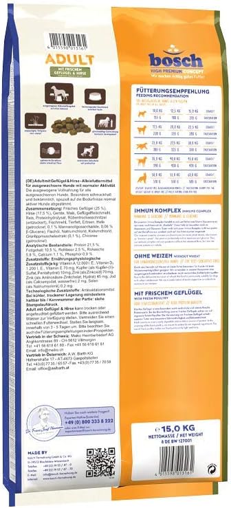 Bosch HPC Adult Trockenfutter fuer Hunde mit frischem Gefluegel und Hirse