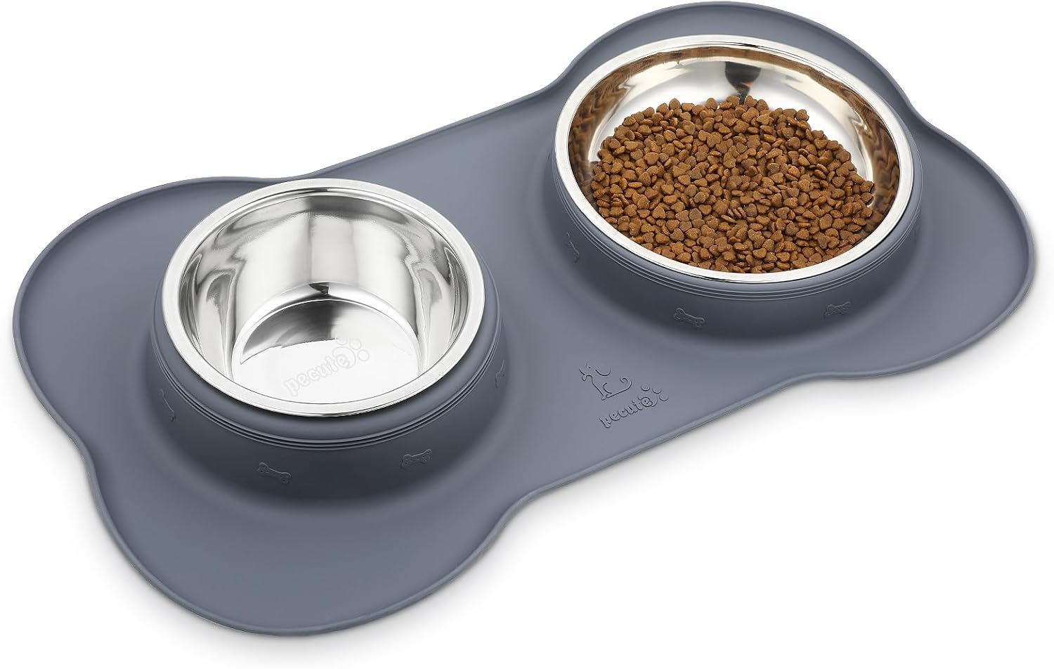 Pecute Futternapf Edelstahl 3-in-1 mit rutschfester Silikonmatte S-L