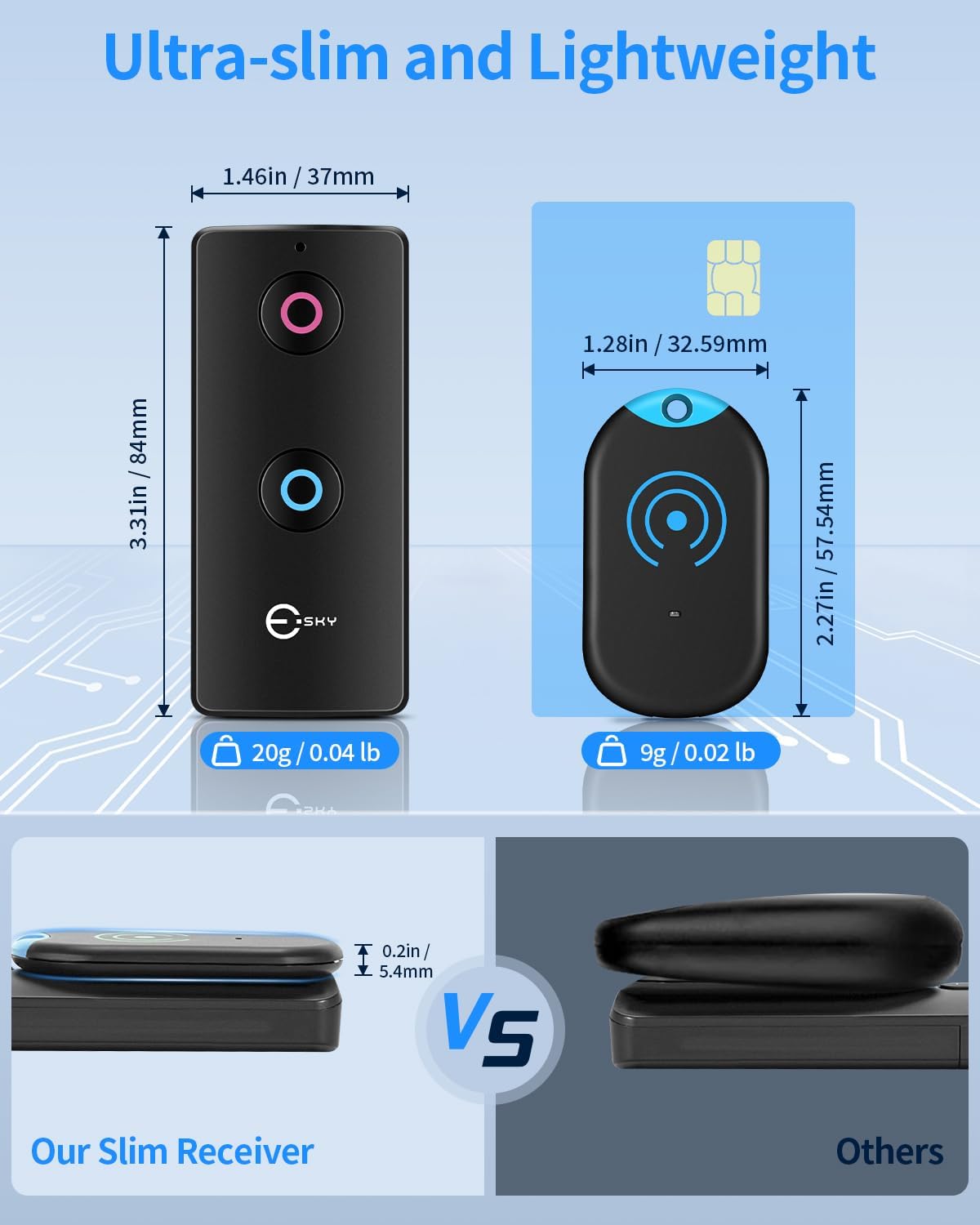 Ultra Slim Schluesselfinder 80 dB 2 Empfaenger Key Finder fuer Schluessel
