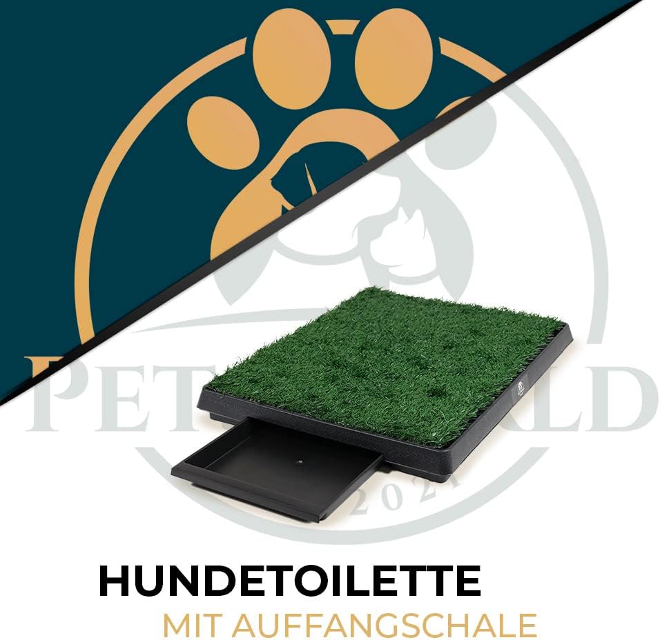 PETSWORLD Hundetoilette Kunstrasen mit Auffangschale für Innen und Außen