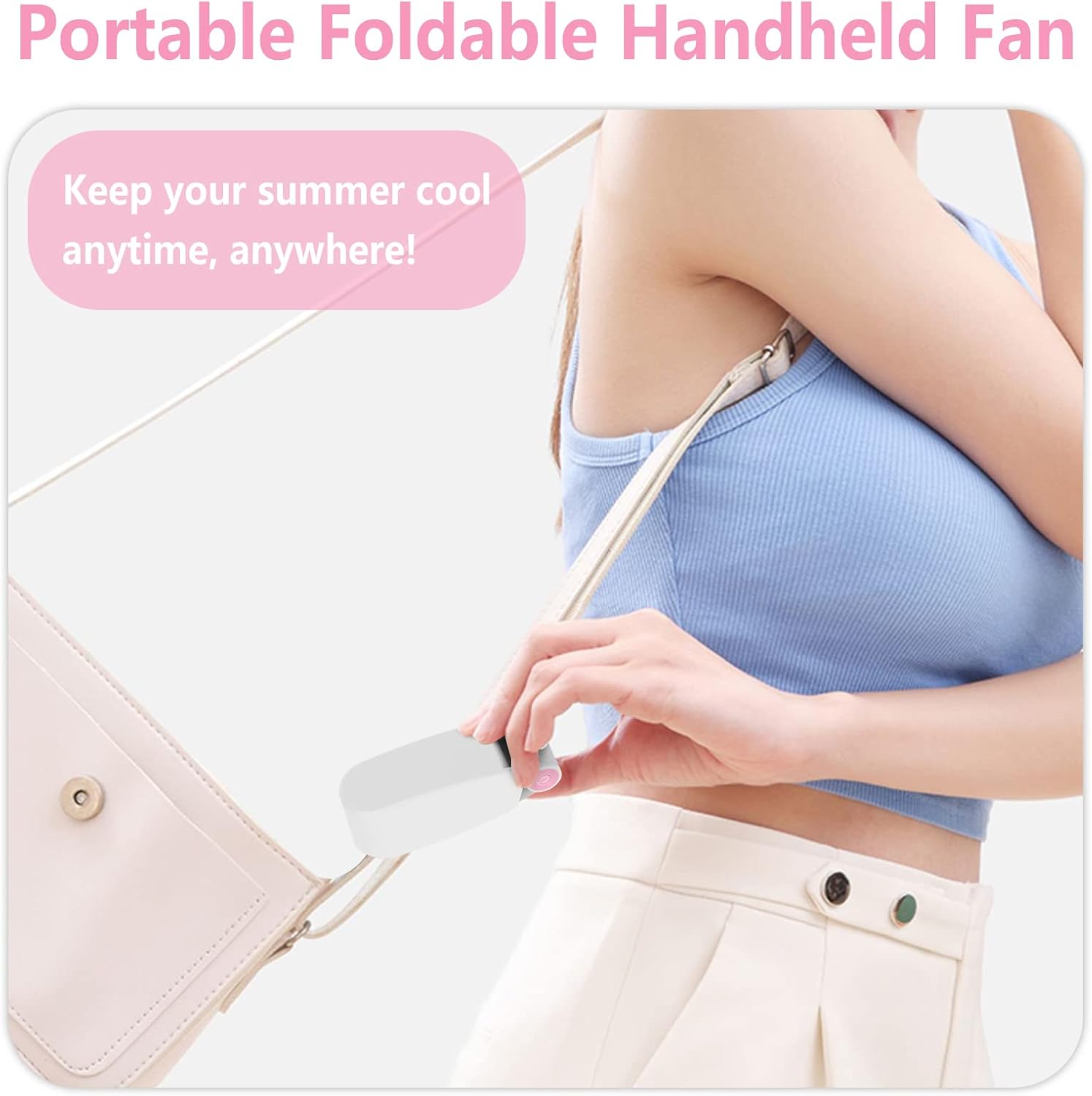 Hianjoo USB Mini Handventilator wiederaufladbar faltbar Standfunktion gruen 2 Ges
