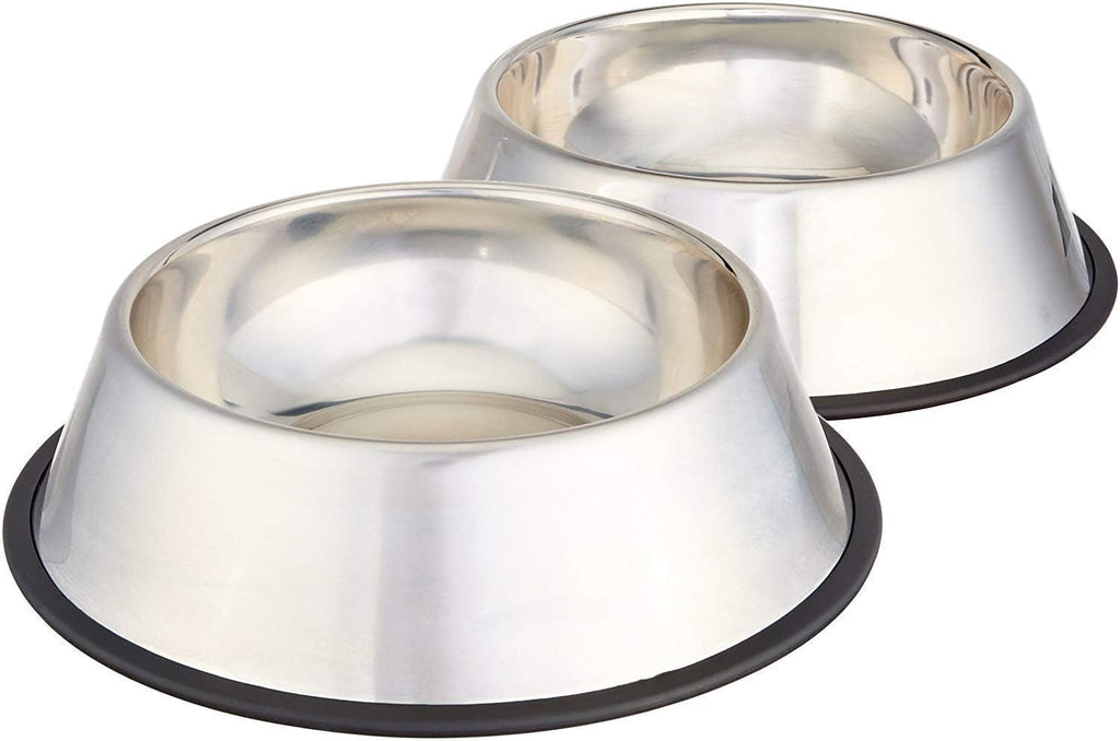 Amazon Basics Hundenapf Edelstahl 946 ml 2er Set rutschfest Silberfarben