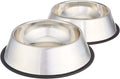 Amazon Basics Hundenapf Edelstahl 946 ml 2er Set rutschfest Silberfarben