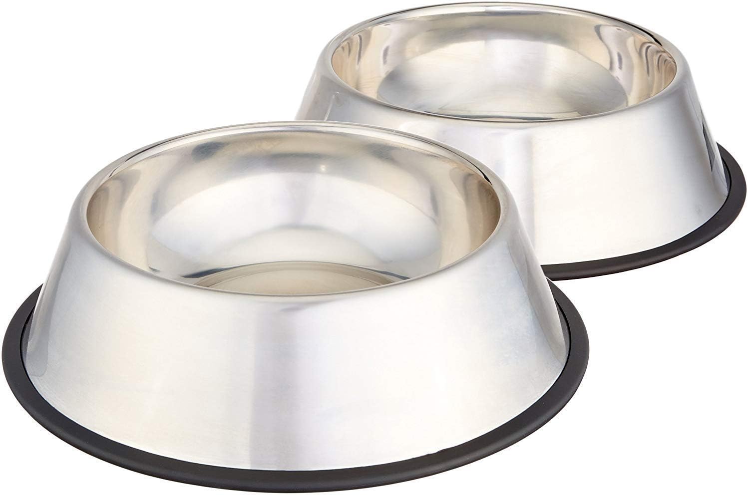 Amazon Basics Hundenapf Edelstahl 946 ml 2er Set rutschfest Silberfarben