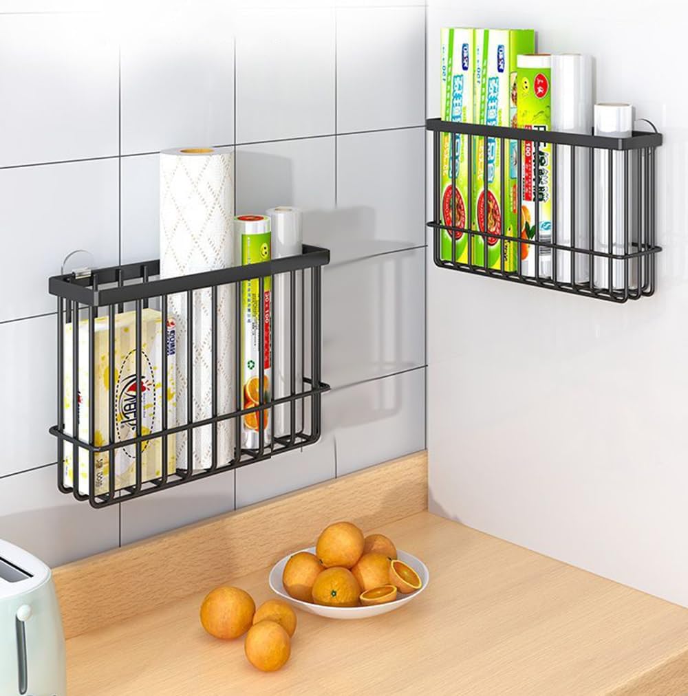 2er Set Selbstklebende Aufbewahrungsboxen fuer Kuehlschrank Schrank Bad Weiss