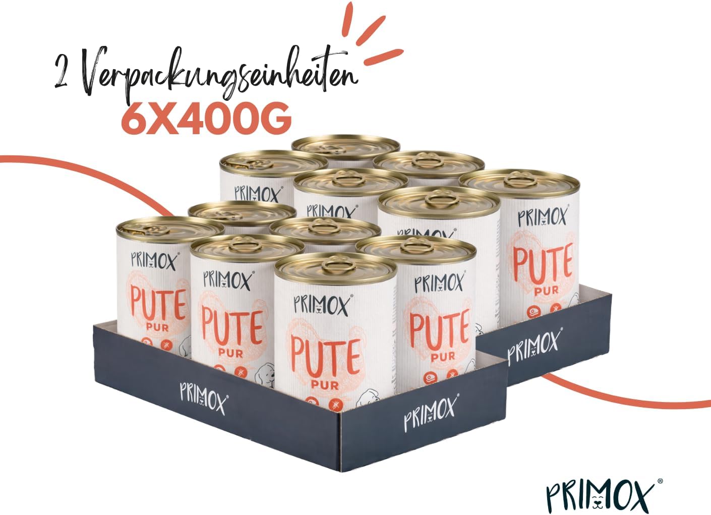 PRIMOX Nassfutter Pferd 12x400g Monoprotein 70% Fleisch Getreidefrei