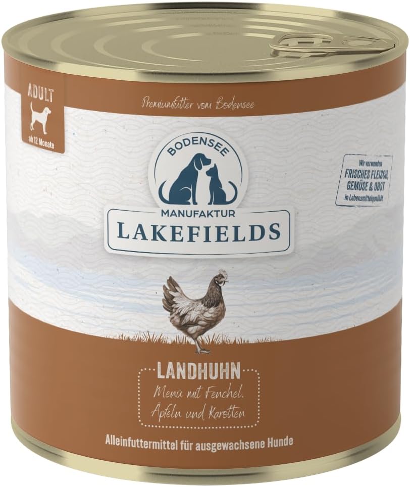 Lakefields Hundefutter Nass Huhn 61% getreidefrei 6x800g
