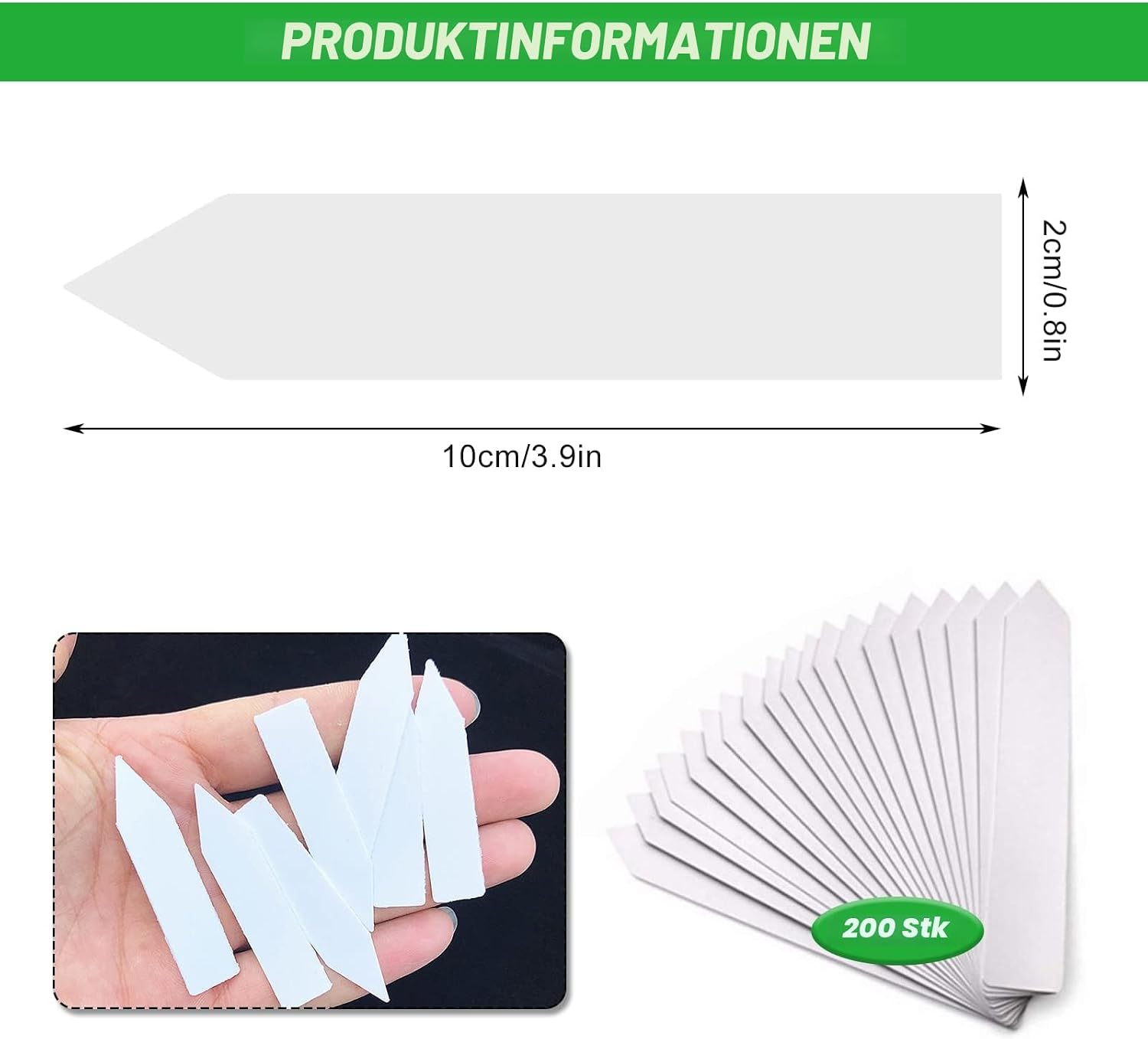 200er Set Pflanzenschilder Kunststoff 10x2 cm wetterfest Pflanzenstecker