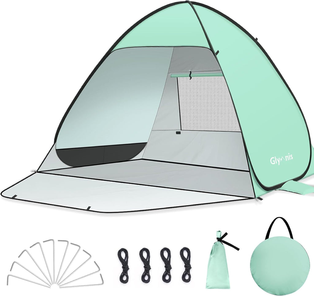 Glymnis Pop-up Strandmuschel Strandzelt UV50+ mit Reissverschlusstuer Windschutz B