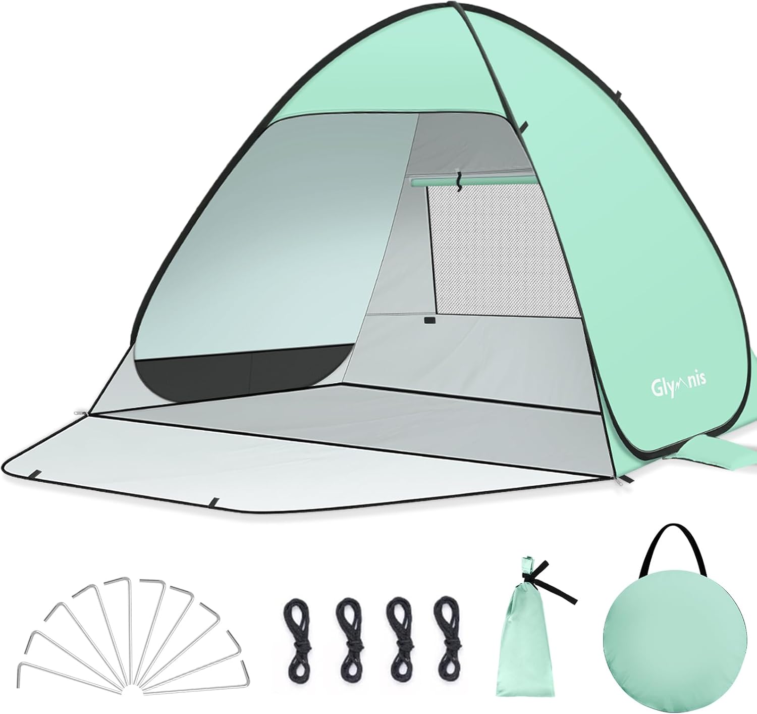 Glymnis Pop-up Strandmuschel Strandzelt UV50+ mit Reissverschlusstuer Windschutz B
