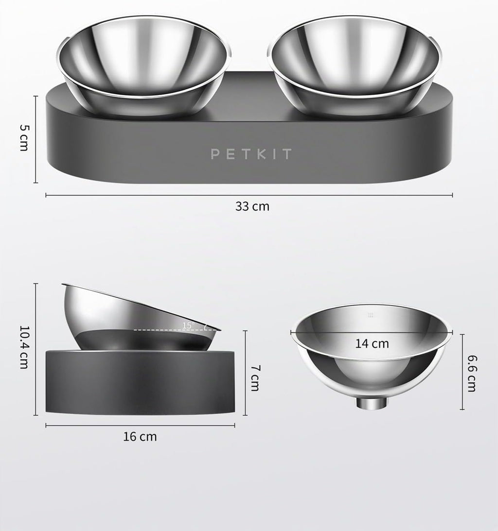 Katzen Futternapf Set Edelstahl erhoeht rutschfest mit Halter