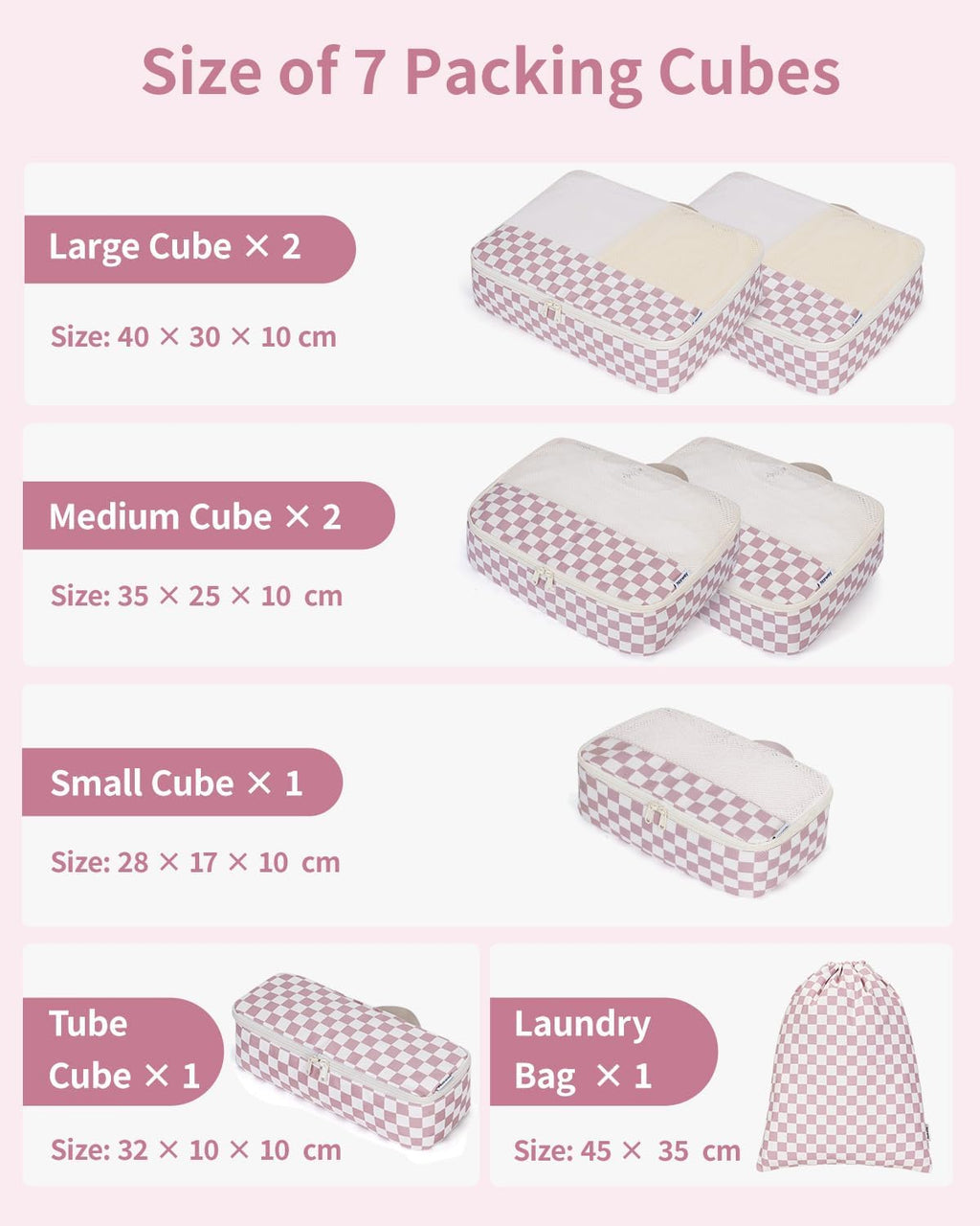 7-teiliges Koffer Organizer Set Packing Cubes Reise-Packtaschen