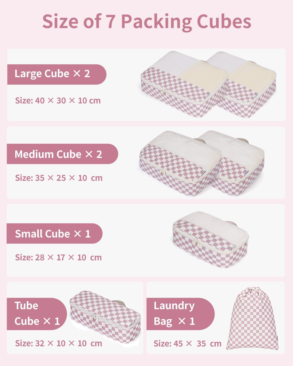 7-teiliges Koffer Organizer Set Packing Cubes Reise-Packtaschen