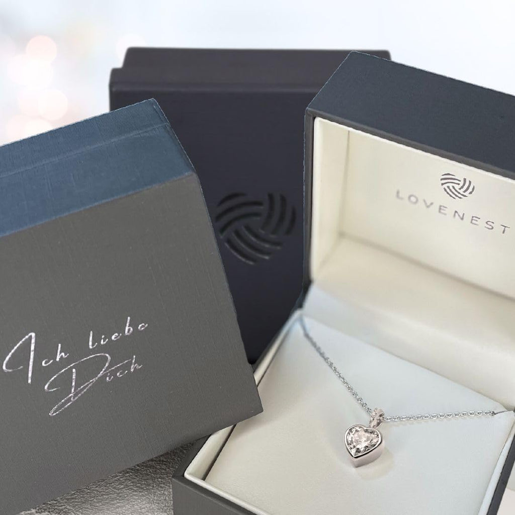 925er Silber Herz Halskette ICH LIEBE DICH Anhaenger Damen