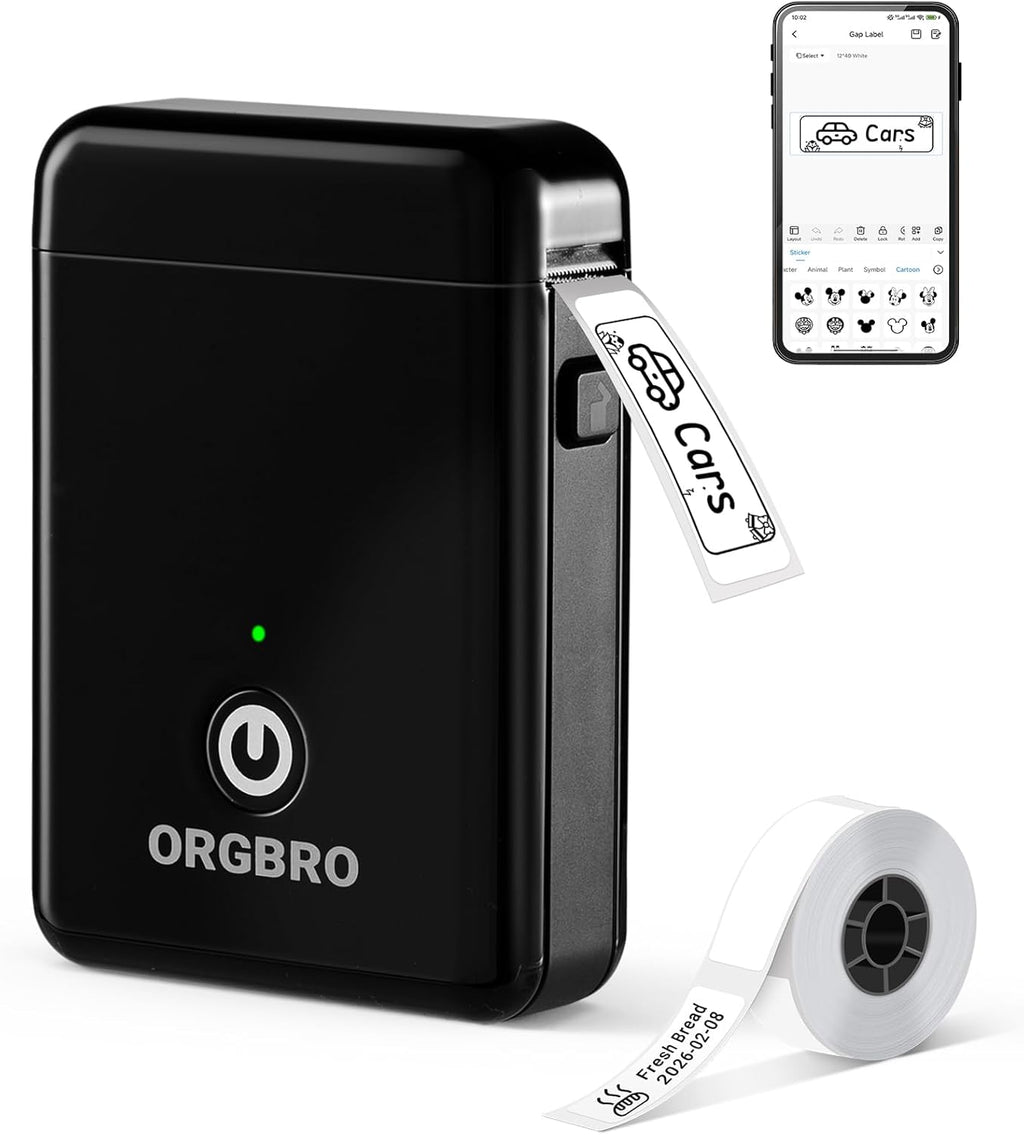 ORGBRO X1 Etikettendrucker Bluetooth Thermodrucker tragbar fuer iOS Android