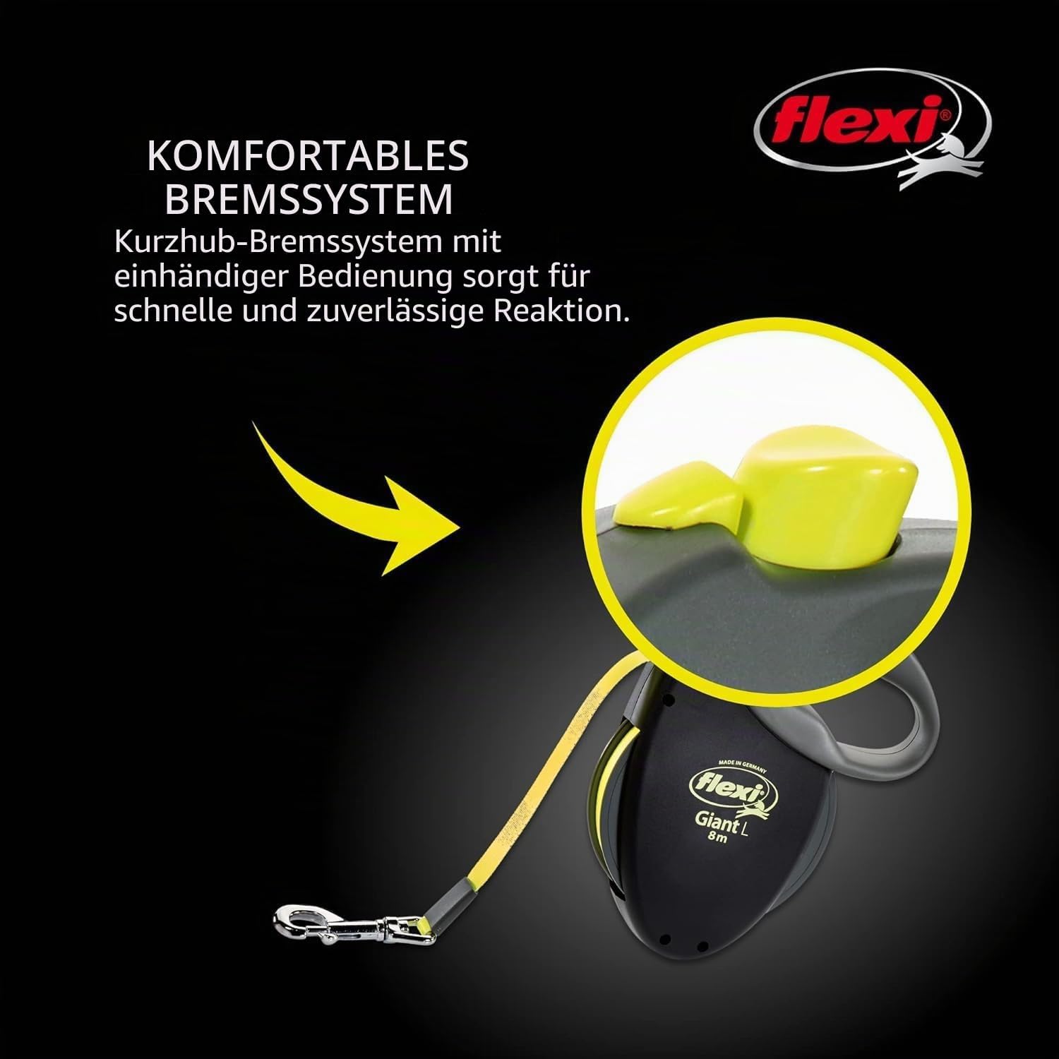 Flexi Giant Neon Bandleine 10,5cm-10m fuer Hunde bis schwarz
