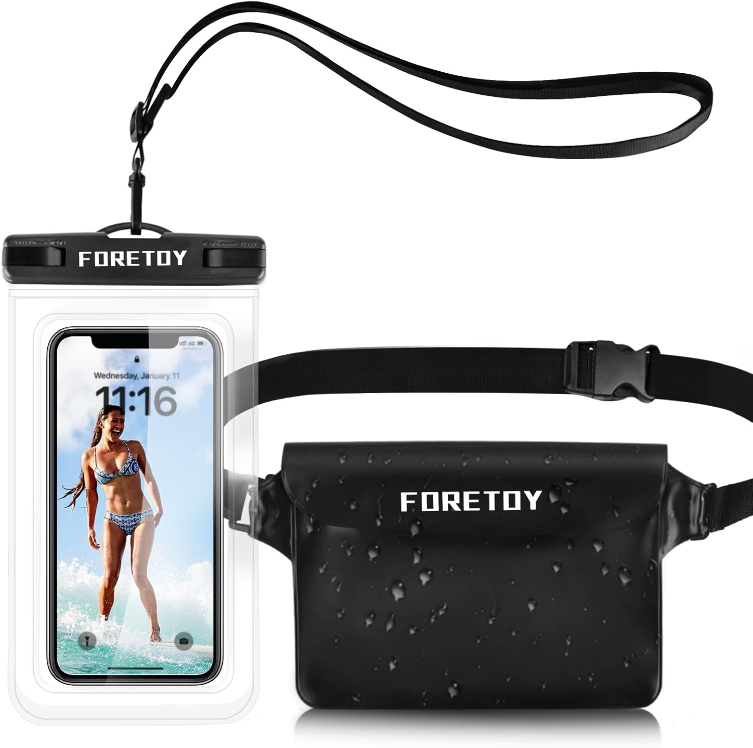 FORETOY wasserdichte Handytasche IPX8 Bauch- und Beutelhuelle fuer Wassersport