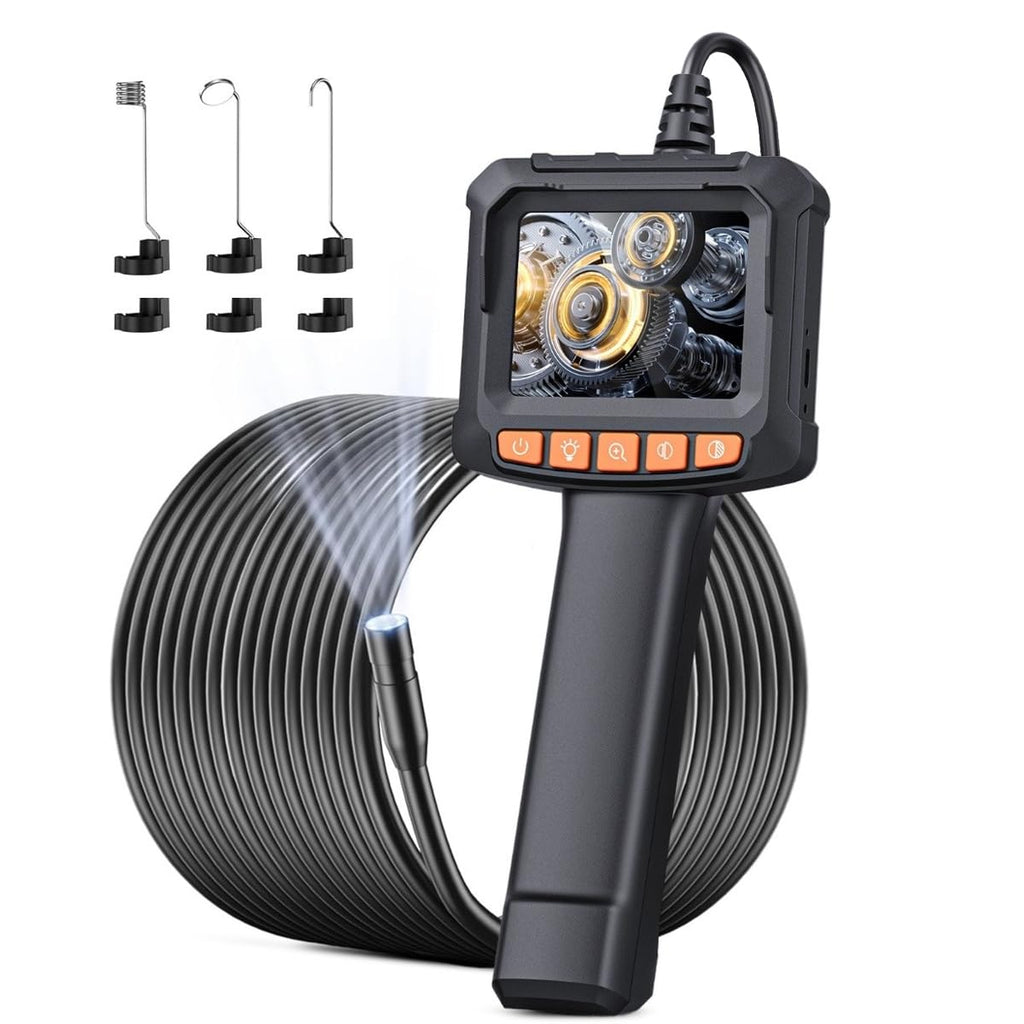 QIMIC Endoskopkamera 1080P mit 2,4" IPS Bildschirm 8 LEDs 2x Zoom 5m-15m