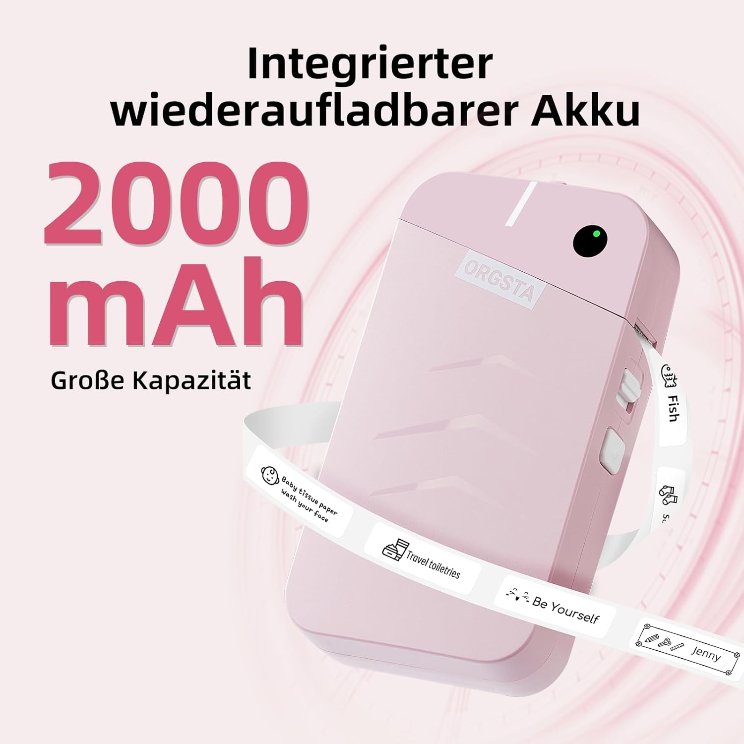 ORGSTA S001 Etikettendrucker Bluetooth 2000 mAh Selbstklebend Label Printer