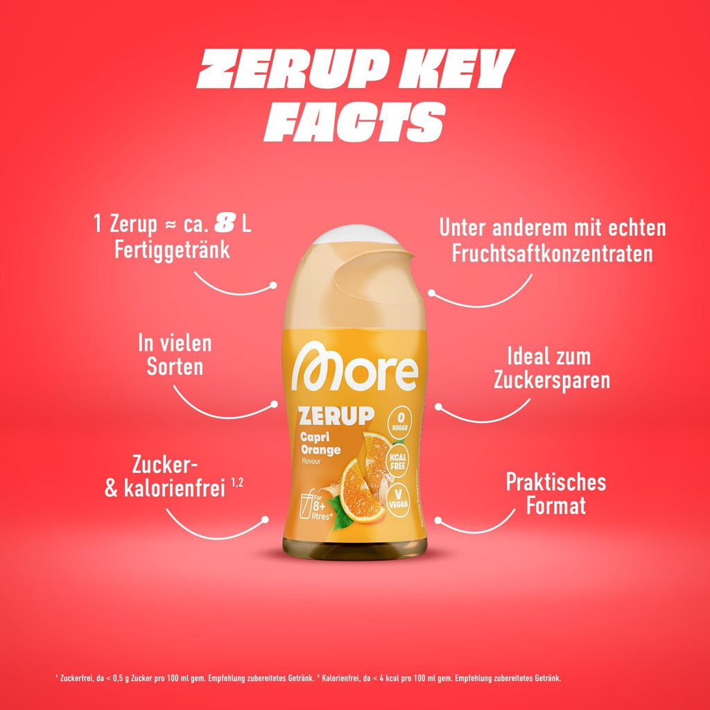 MORE Zerup Peach Iced Tea Sirup, zuckerfrei, vegan, verschiedene Sorten