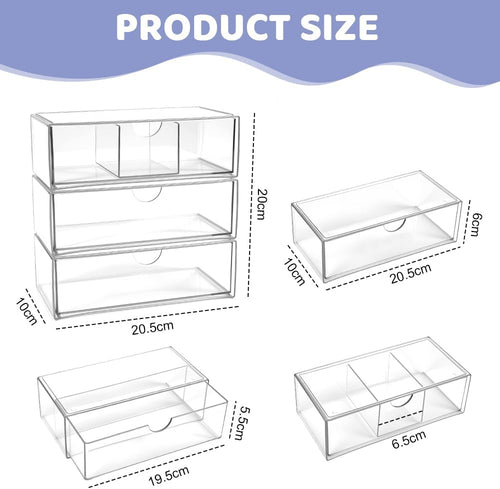 Acryl Schmink Organizer 3er Set stapelbar Kosmetik Aufbewahrung