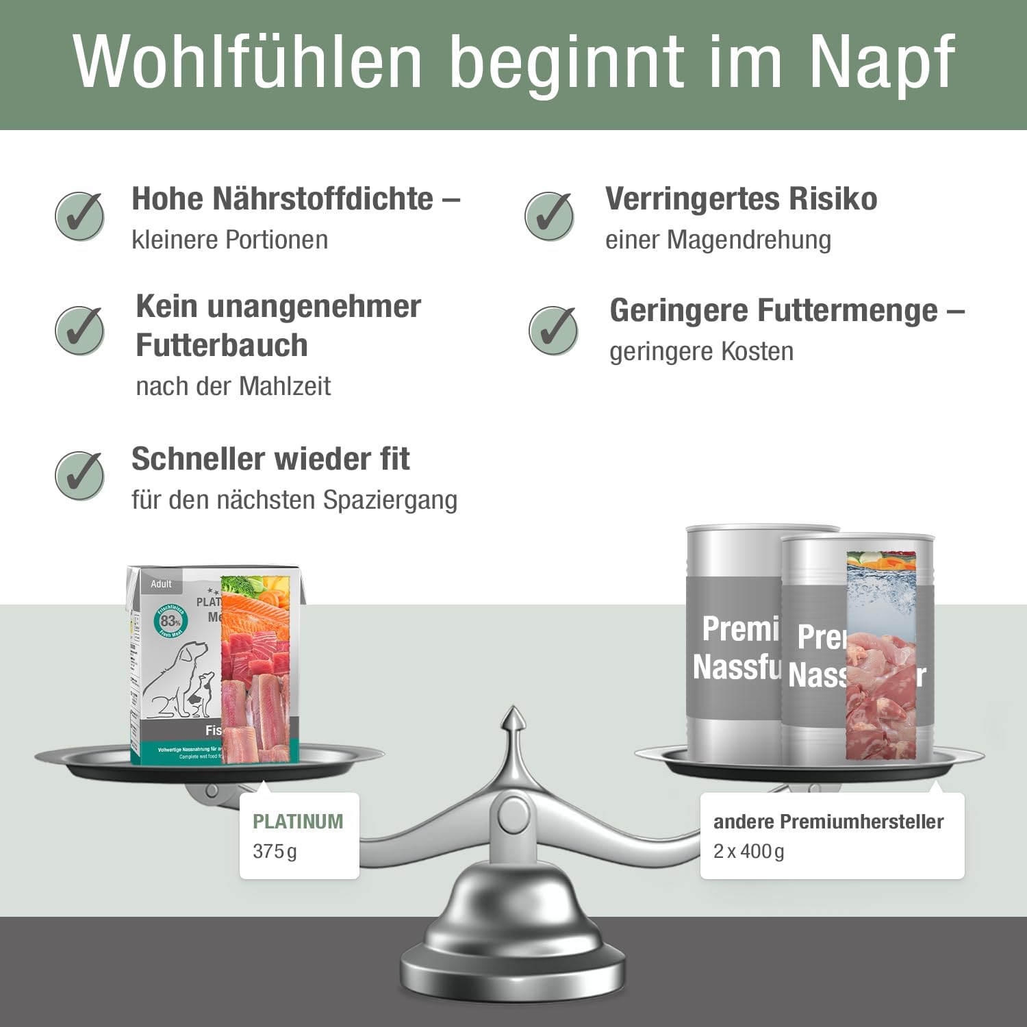 PLATINUM Hundenassfutter Menu Adult Fish 12x375g saftig naehrstoffreich