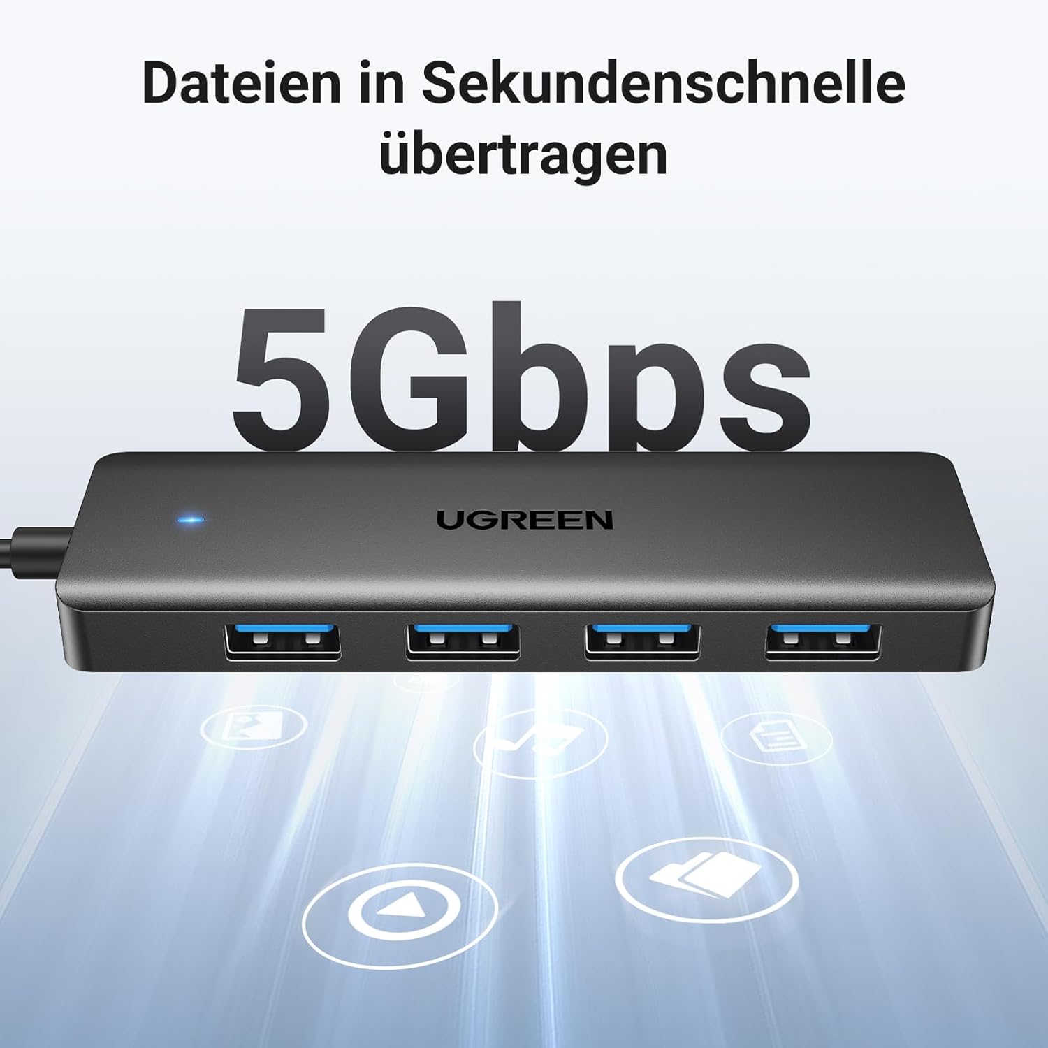 UGREEN USB 3.0 4‑Port Hub 5 Gbps mit 15cm-100cm Kabel