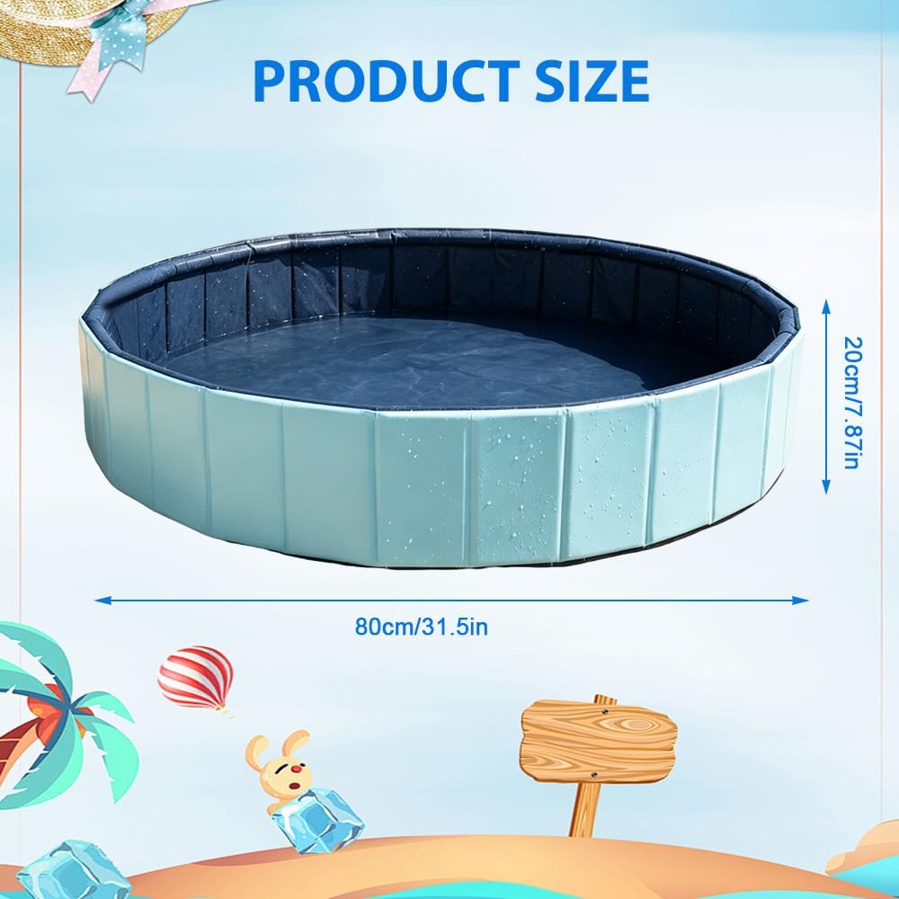 Faltbarer Hundepool 20x80 cm mit Sprinkler und Ablassventil fuer Garten
