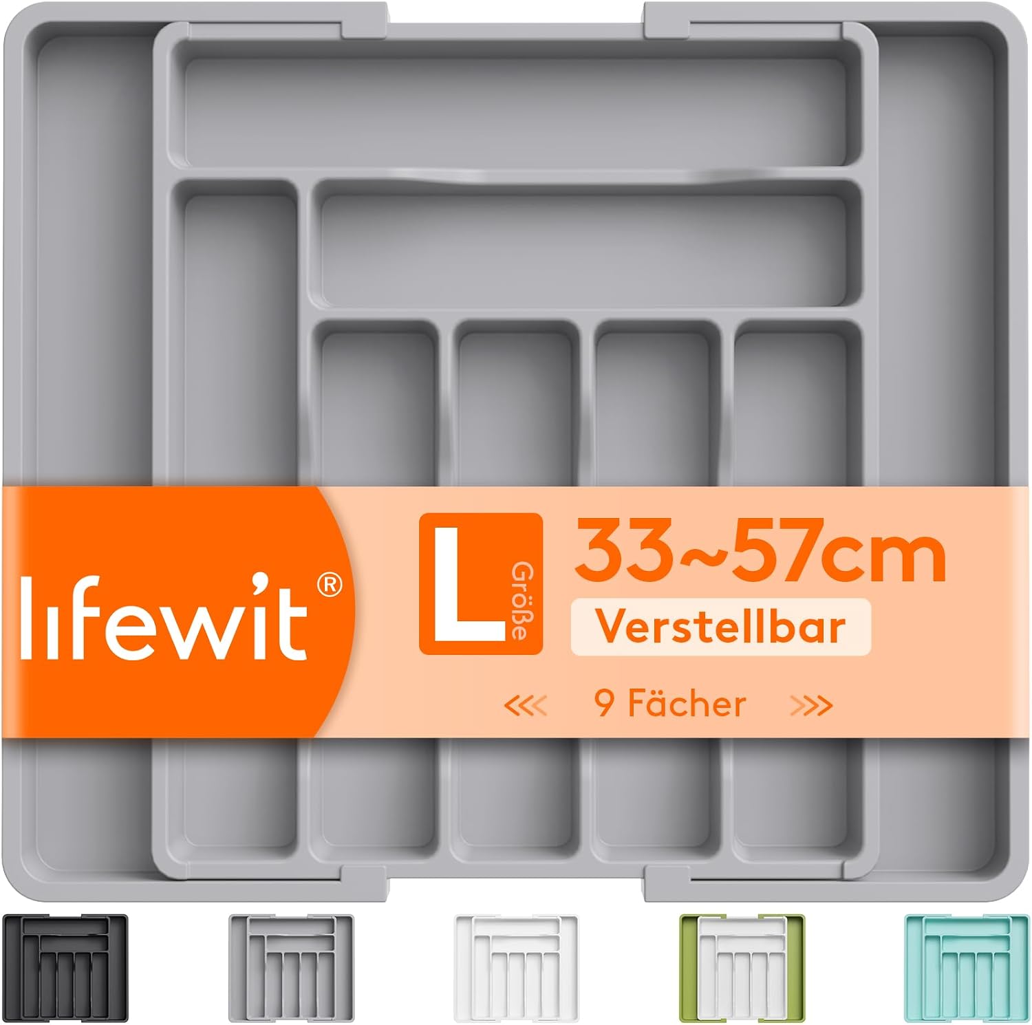 Lifewit Besteckkasten verstellbar Kunststoff Einsatz fuer Schublade