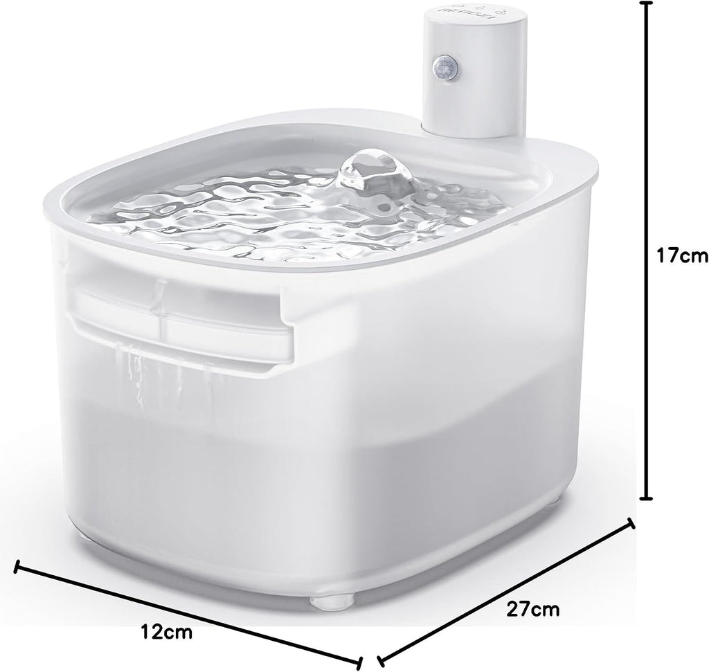 Kabelloser Katzen Trinkbrunnen 2,6L mit Bewegungsmelder 3000mAh leise Pumpe