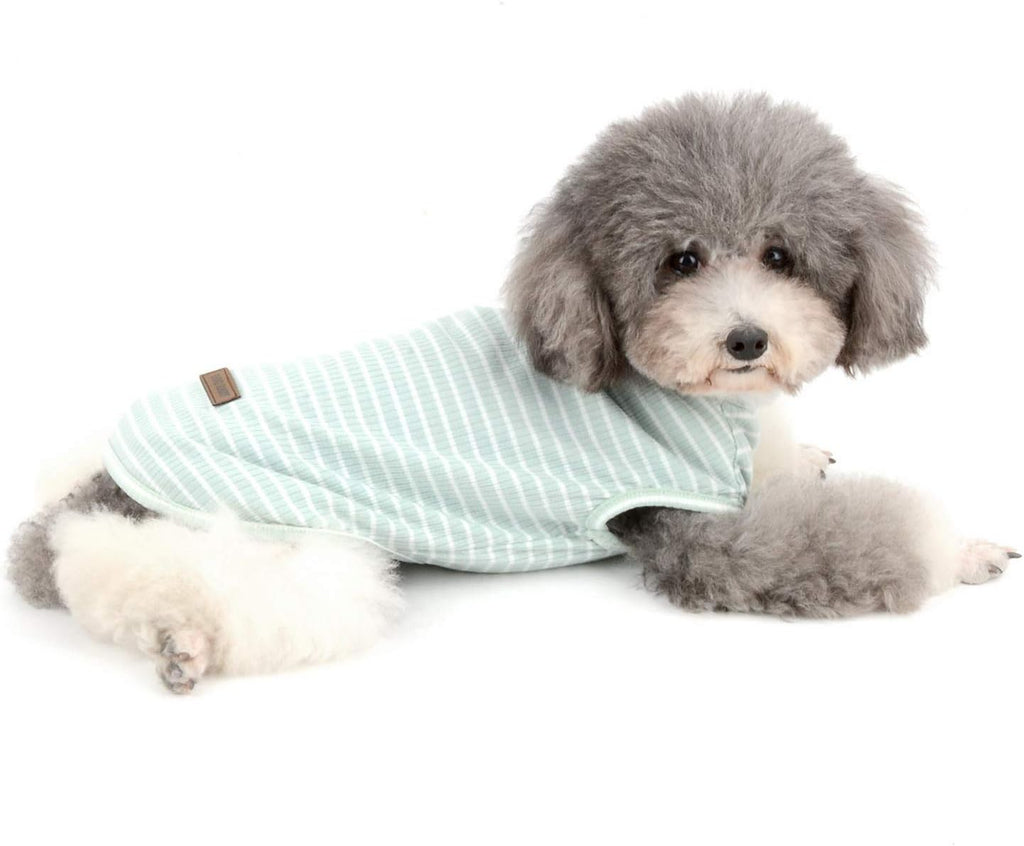 Zunea Hundeshirt Uebergangstanktop gestreift grau Baumwolle Chihuahua S-XXL