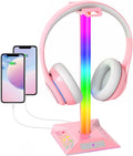 Hcman Headset Halter mit RGB Beleuchtung und 2 USB Anschluessen schwarz