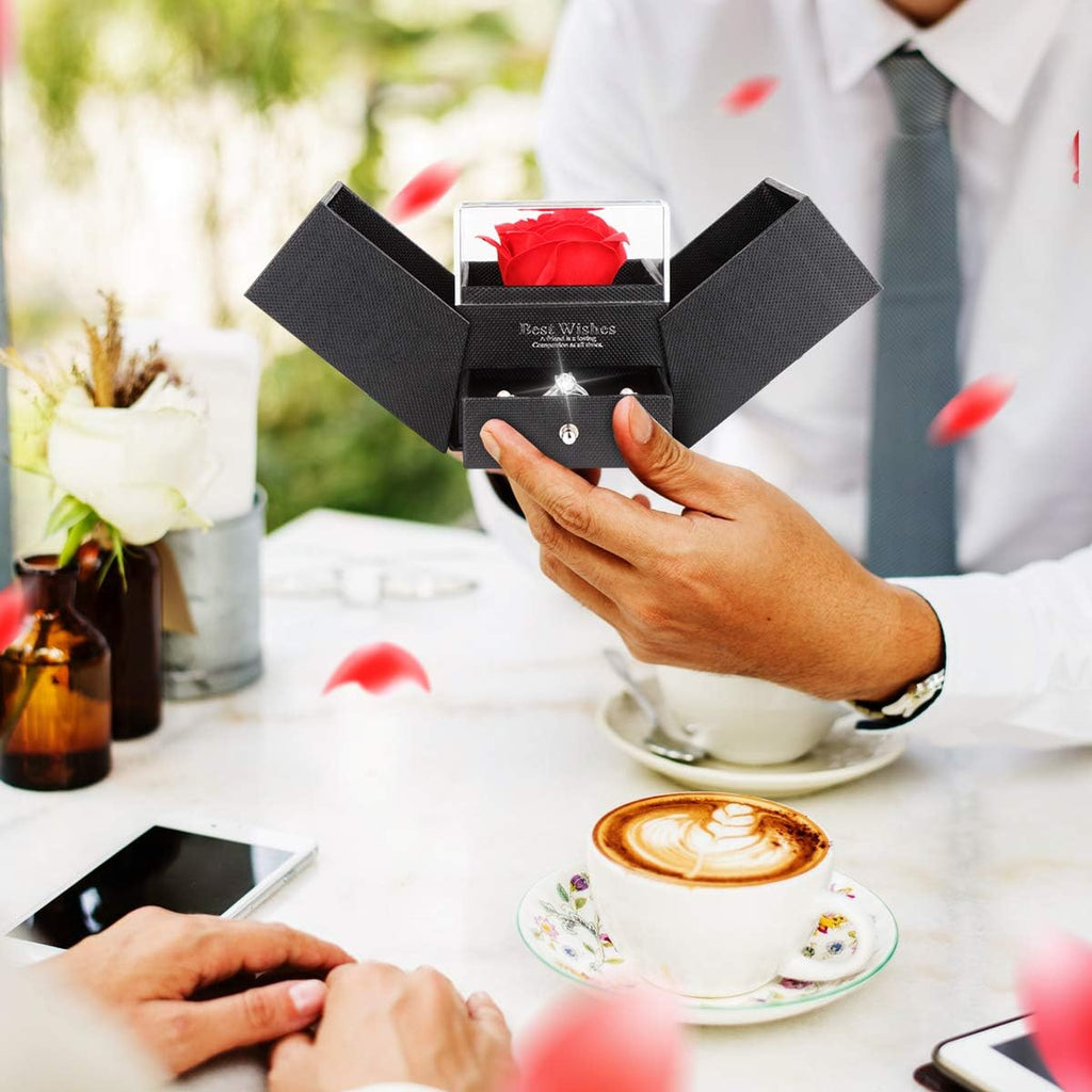 Infinity Rosenbox mit ewiger Rose Schmuckschatulle Geschenk fuer Frauen