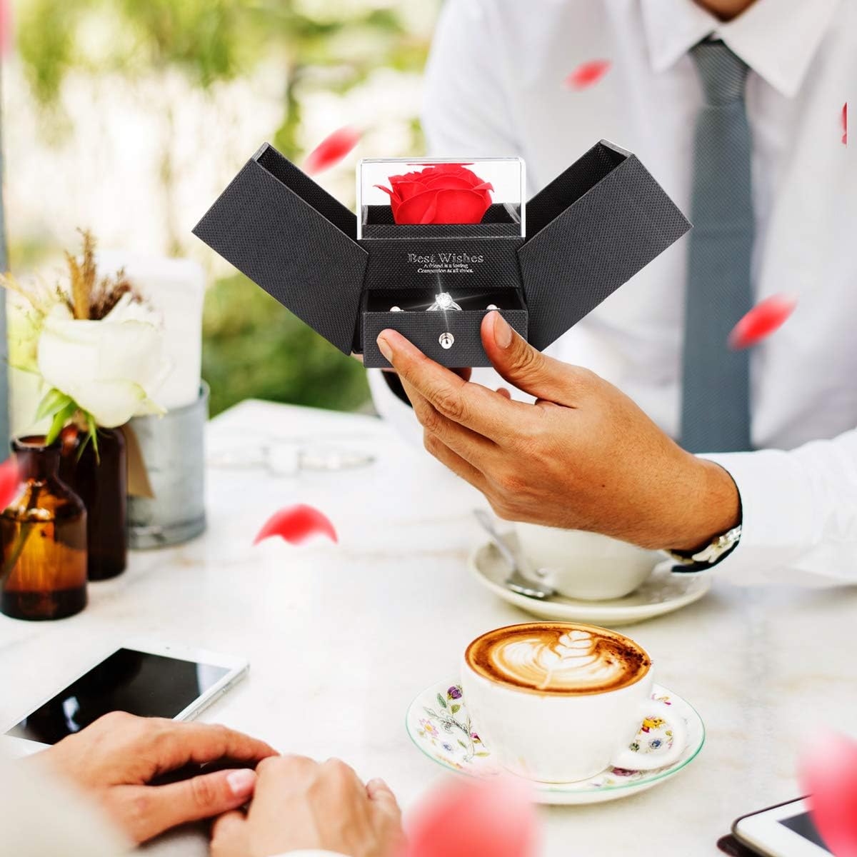 Infinity Rosenbox mit ewiger Rose Schmuckschatulle Geschenk fuer Frauen