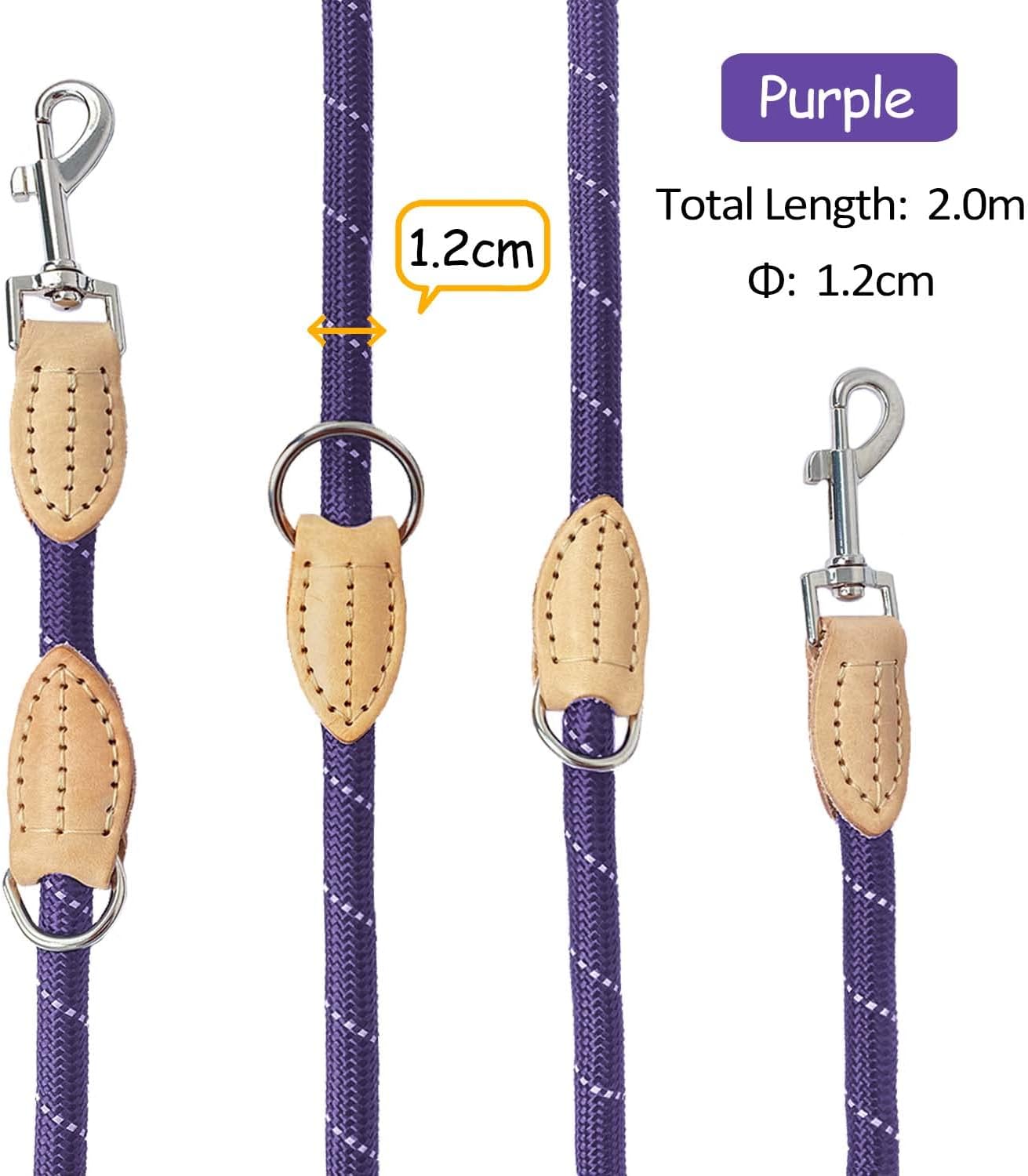 AiTodos Hundeleine verstellbar 1,5m-2m Anti-Zug Training Schwarz
