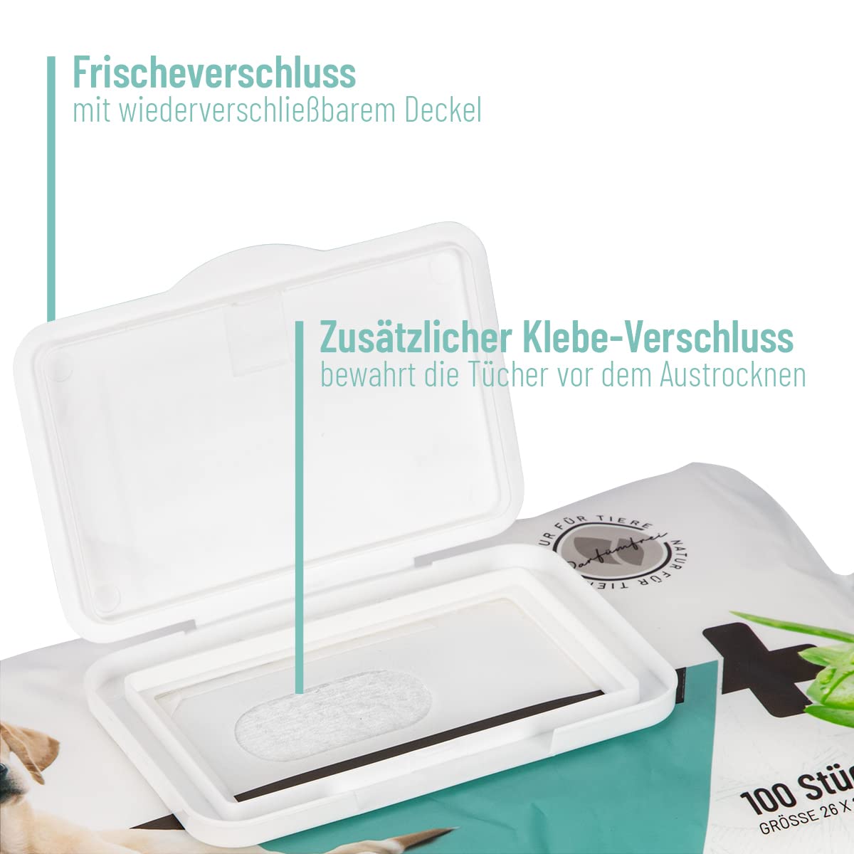ReaVET Feuchttuecher fuer Hunde und Katzen 100 Stueck XXL hypoallergen reissfest