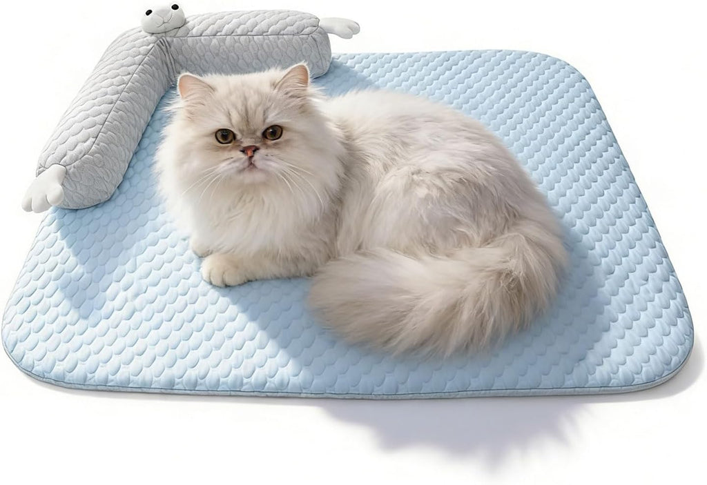 Katzen Kuehlmatte 45×35 cm L‑foermig waschbar Katzenbett Haustierkissen 35cm-60cm