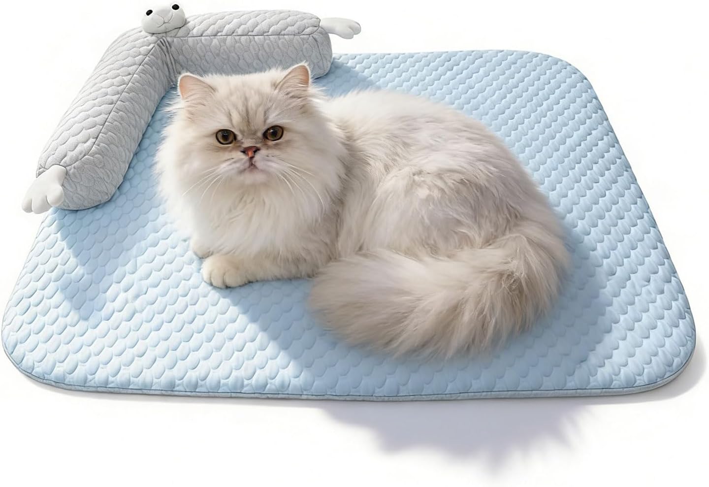 Katzen Kuehlmatte 45×35 cm L‑foermig waschbar Katzenbett Haustierkissen 35cm-60cm