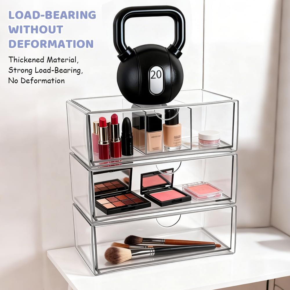 Acryl Schmink Organizer 3er Set stapelbar Kosmetik Aufbewahrung
