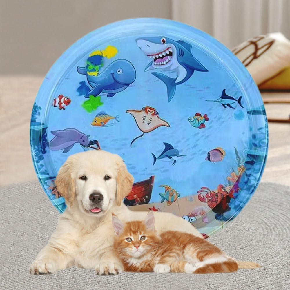Haifisch Wasserspielmatte Ø65 cm verdickt fuer Katzen und kleine Hunde