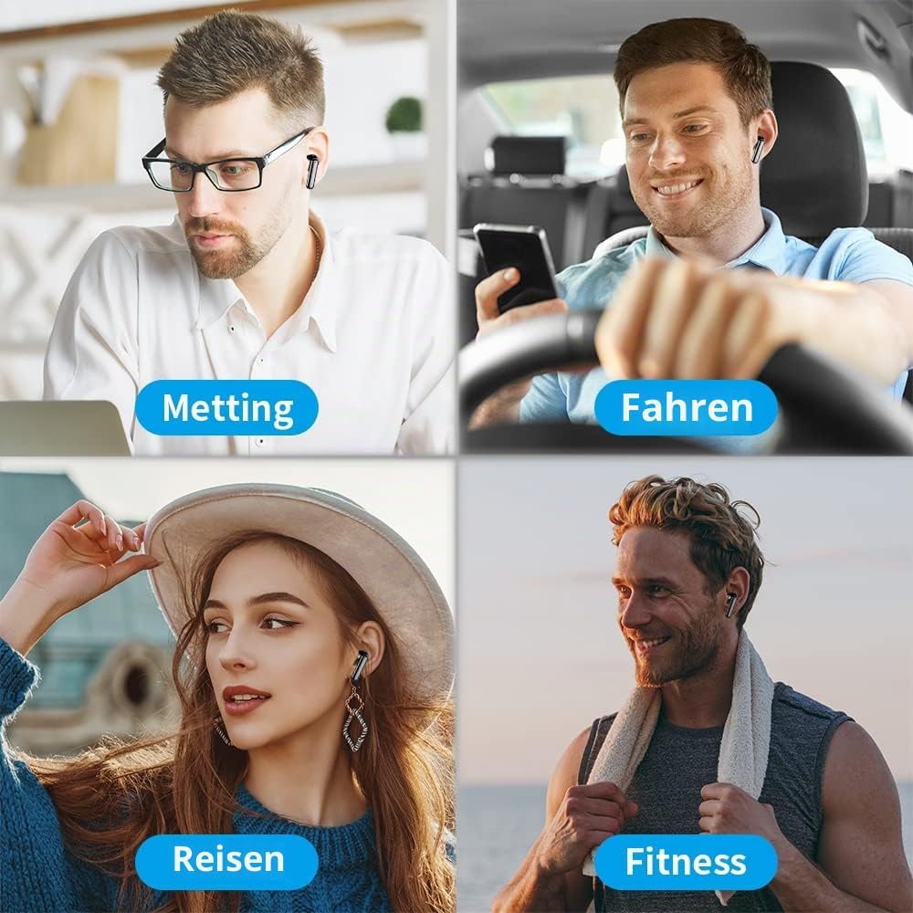 Btootos Bluetooth 5.3 In-Ear Kopfhoerer Sport ENC 40h Akkulaufzeit LED Anzeige Hi