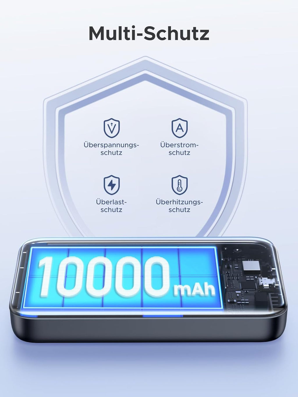UGREEN Zapix 10000 mAh Magnetische Powerbank 20W USB-C kabellos Schwarz
