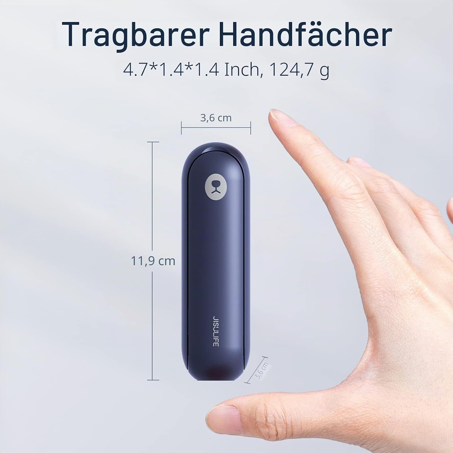 JISULIFE Mini Handventilator Akku 14-21h faltbar USB mit Powerbank blau