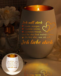 Teelichthalter Weiss mit Schrift "Ich liebe dich" Geschenk fuer Partnerin