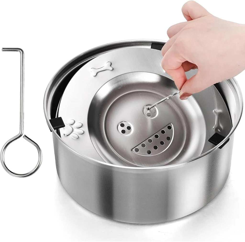 3 L Edelstahl Antischling Napf fuer Hunde Reise Slow Feeder Mittelgrosses