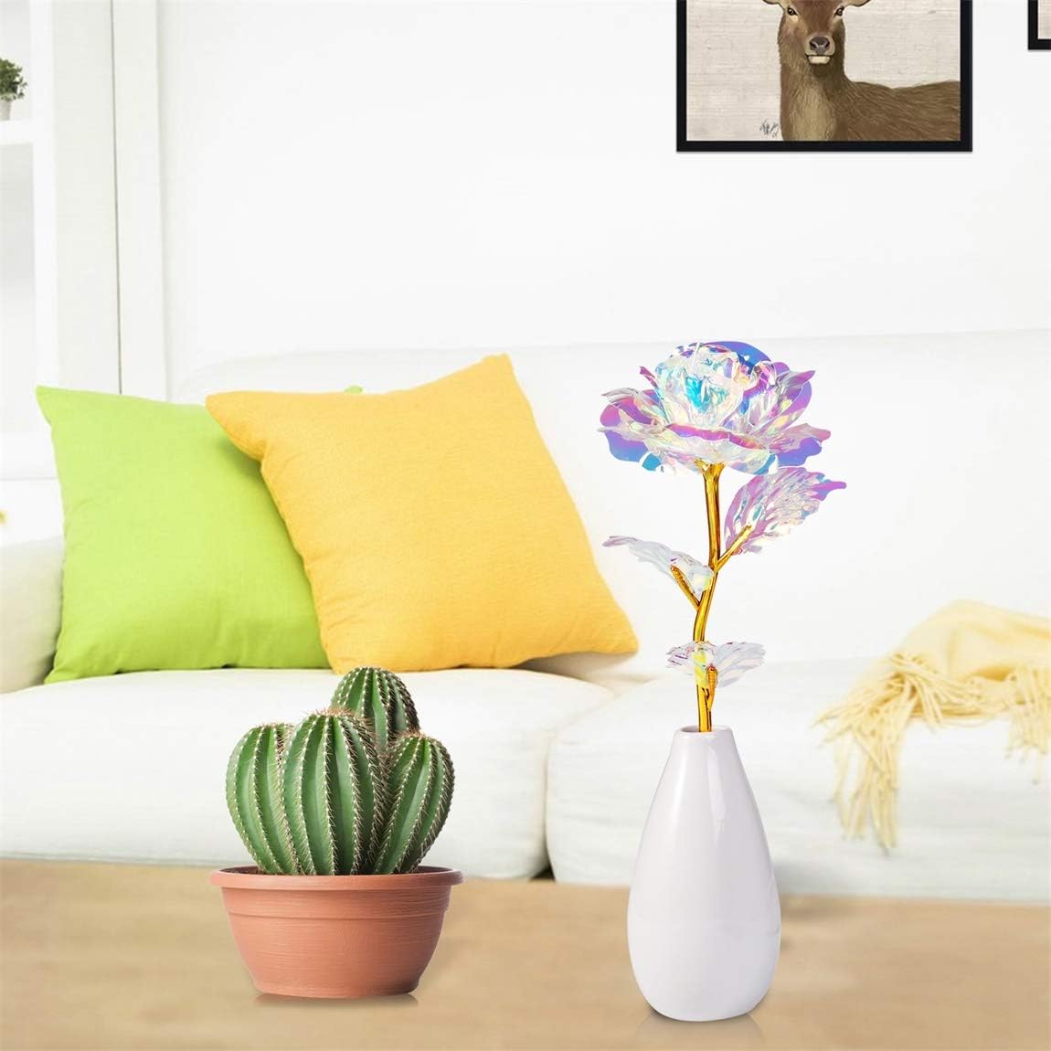 Galaxy Rose mit Vase Geschenk Set Valentinstag Geburtstag Weihnachten